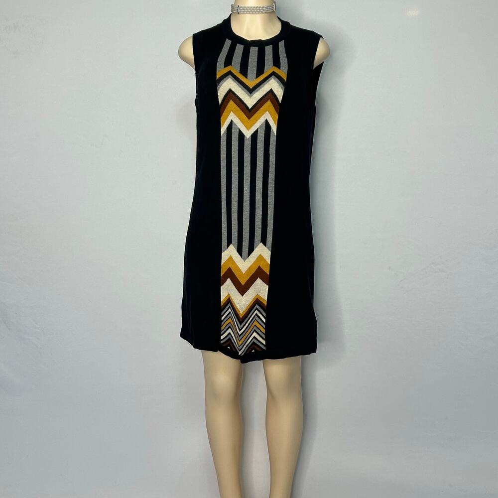 Target Missoni M Sleeveless Sweater Knit Shift Dress Chevron Striped Black